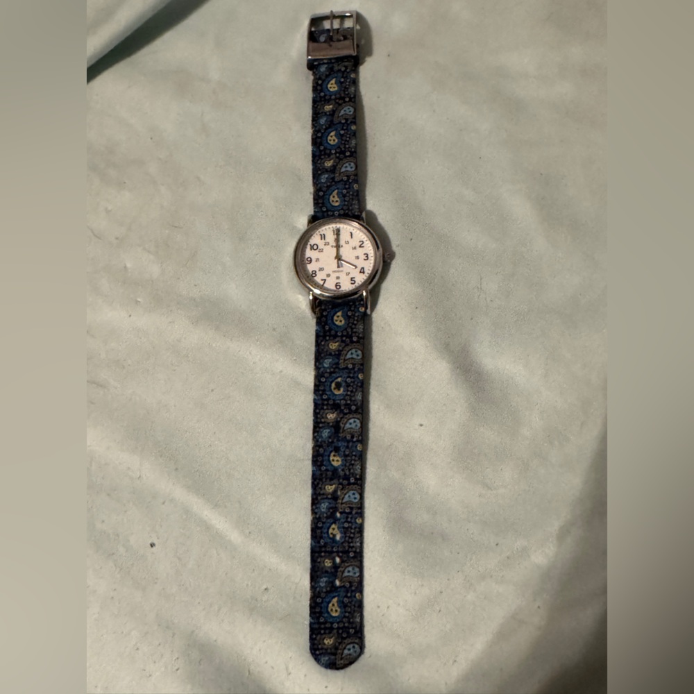 Timex Women's Watch with Blue Patterned Strap